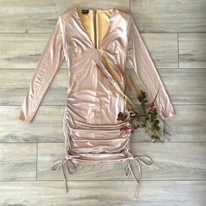 BEBE SPARKLE KNIT TIE HEM MINI DRESS